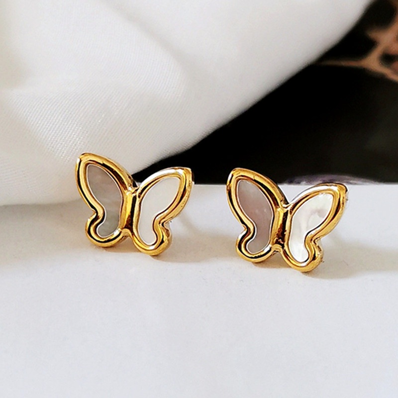 Korea Titanium anting kalung 1 set Anti Karat Anting Kupu-Kupu Wanita Tindik Aksesoris