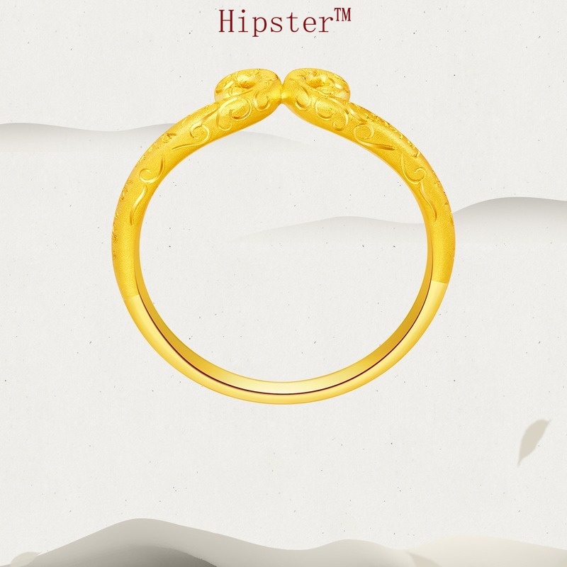 New Korean Style Personality Affordable Luxury Temperament Golden Open-End Ring