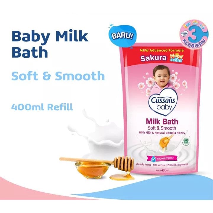 *HAZELCARE* CUSSONS BABY Hair &amp; Body / Mild Bath Sabun Mandi Cair 400ml 100ml - Happy Fresh Free Lunch Box