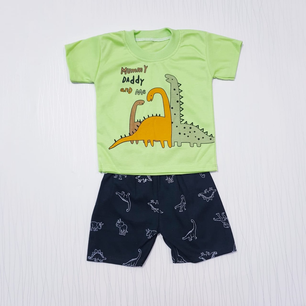 Cod Baju Bayi Setelan Motif Dino Baby Alicia