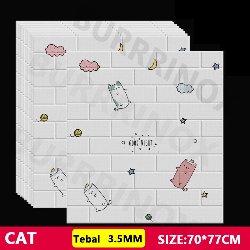 【WR】Wallpaper Dingding 3D Foam Motif Batu Bata Dekorasi Dinding Kamar Murah-Cat(3mm)