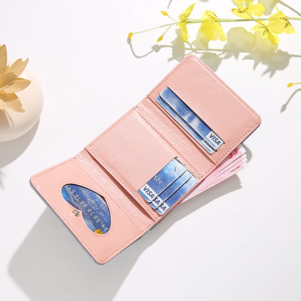 New Dompet Lipat Mini A59 Wanita Motif Animal Lucu Bahan Pu Leather Import AFM