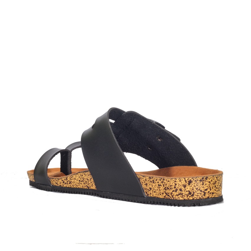 ALFARO BLACK |FORIND x Zensa| Sendal Jepit Tali Kulit Simpel Kayu Pria/Cowok/Men - Sandal - Footwear