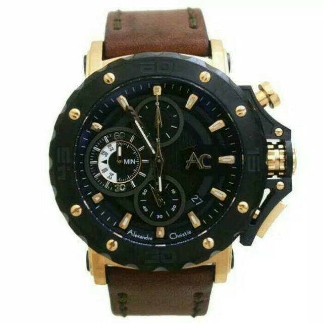 Alexandre christie ac9205mc black rosegold leather original