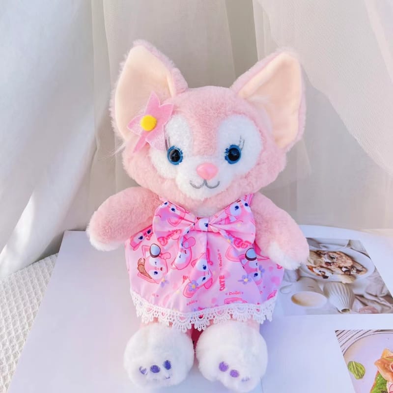 Boneka rubah fox belle pakai baju pink bahan plush