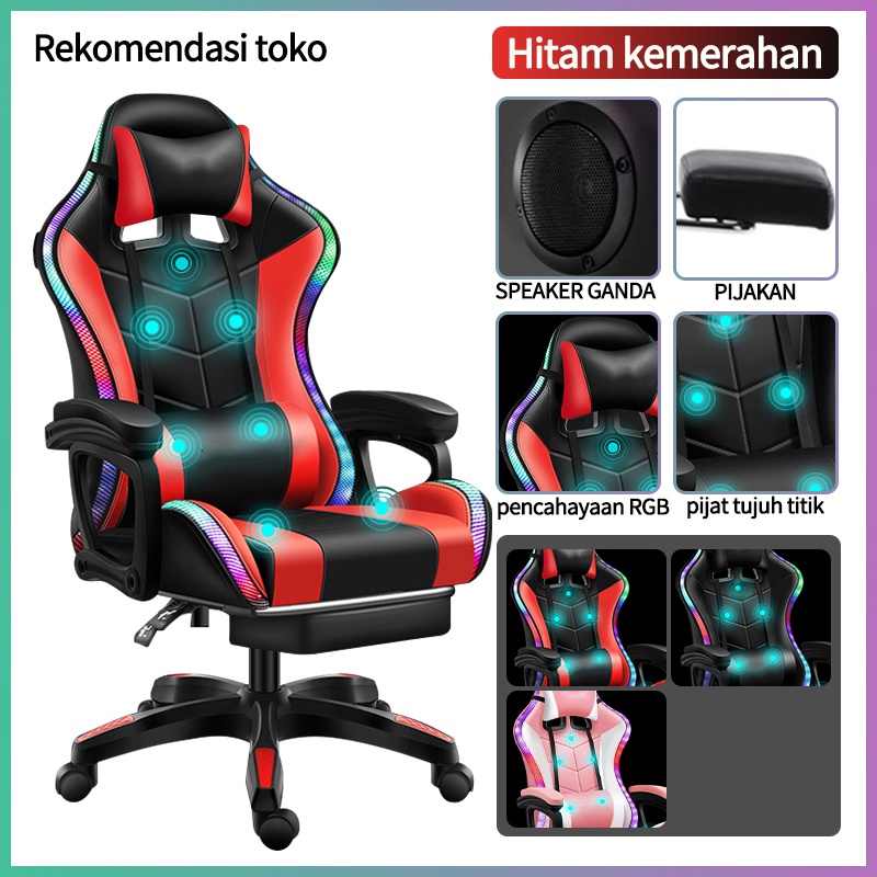 Kursi gaming audio bluetooth/LED strip pijat  1 titik 7 titik kursi kantor mewah kursi permainan kursi gamer