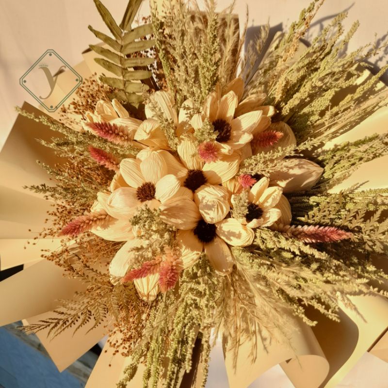 Medium Bouquet Dried Flower Local Aesthetic/Handbuket/Buket bunga kering/Rumput Kering/Rustic