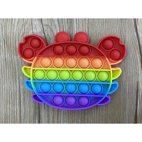 Pop It Fidged Toys Mainan TikTok Push Pop-Rainbow Crab
