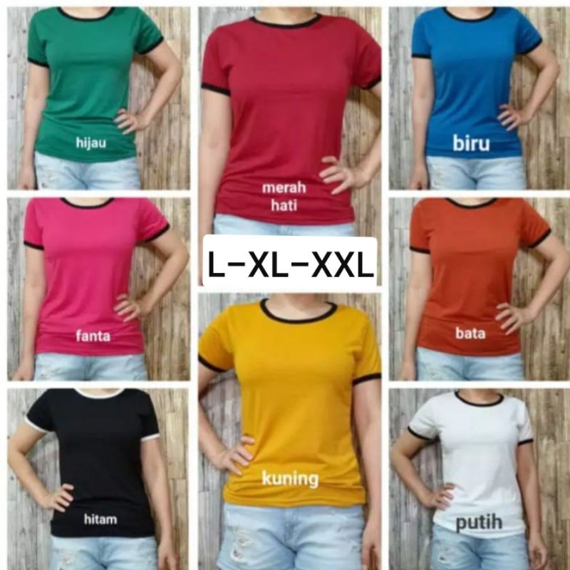 KAOS POLOS RINGER TEE WANITA