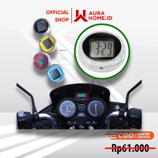 Dekorasi Motor Jam Mini Digital Watch Stick-on Clock / Jam Sepeda Motor Digital Analog Tempel Anti T