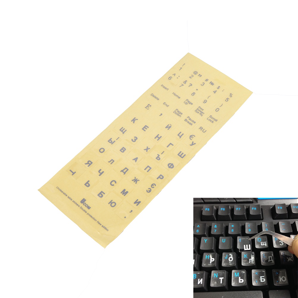 (LUCKID) Stiker Keyboard Transparan Motif Huruf Rusia Untuk Laptop / Notebook / Komputer