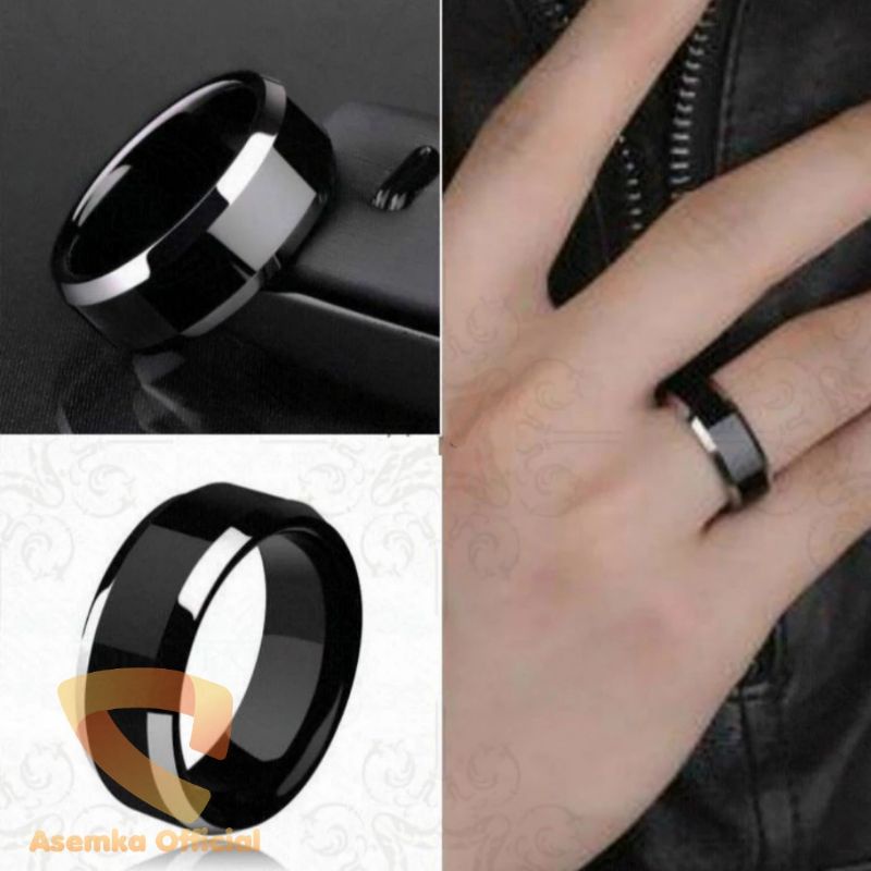 Cincin titanium hitam kualitas premium anti karat terlaris
