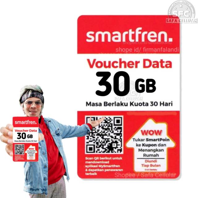 Voucher Smartfren 30GB 30hari (kirim fisik)