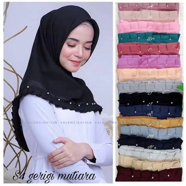 Hijab JIlbab Kerudung segiempat Grigi Mutiara Black Edition