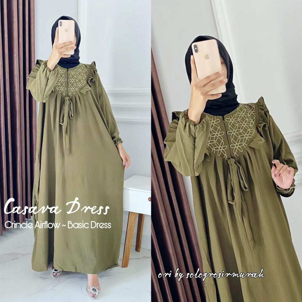 CASAVA DRESS CRINCLE AIRFLOW LD 110CM// GAMIS BORDIR BUSUI FRIENDLY