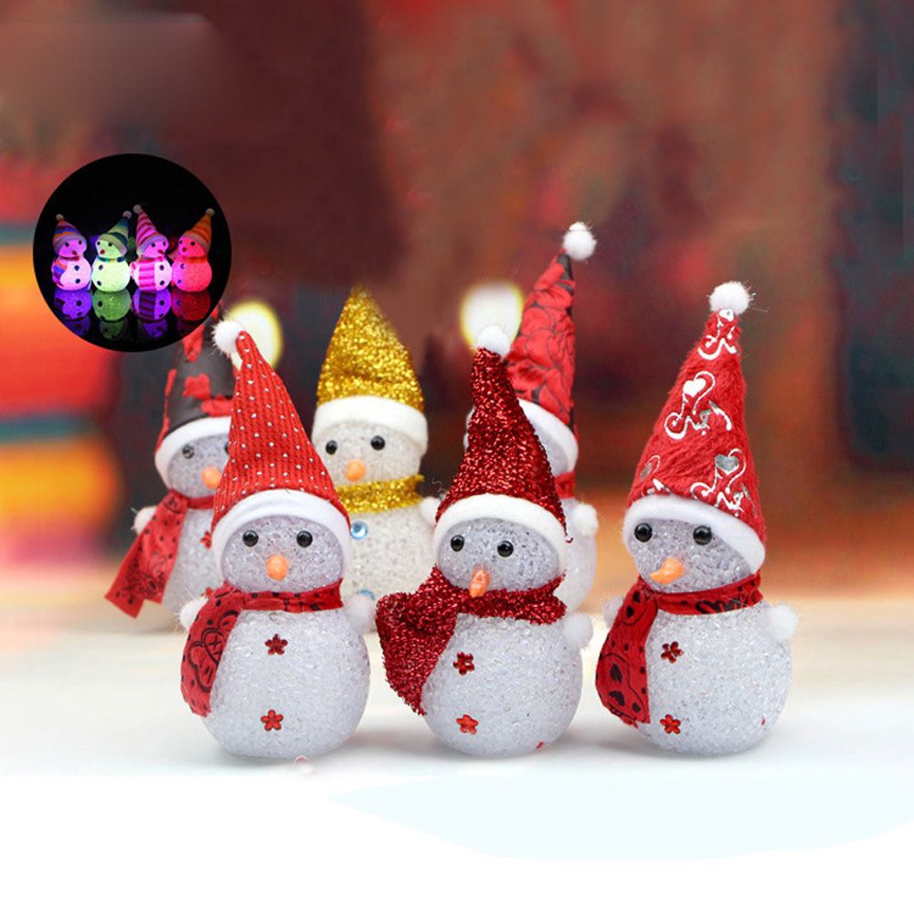 Ornamen Lampu Led Desain Snowman Santa Claus Untuk Dekorasi Pesta Natal