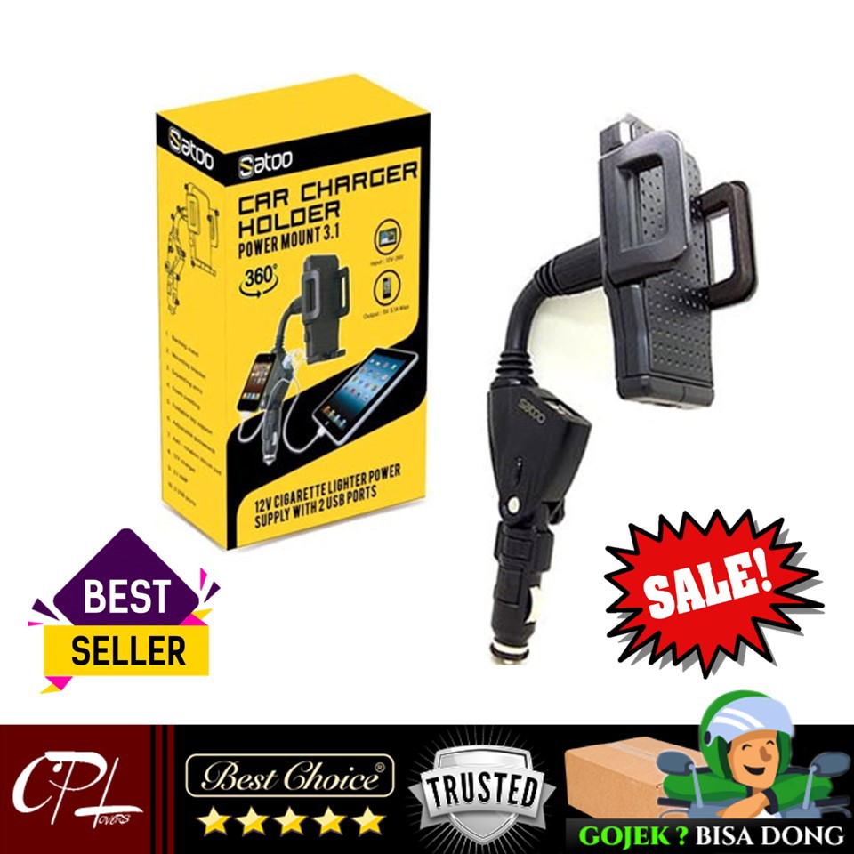 Satoo Car Charger Dual USB with Phone Holder