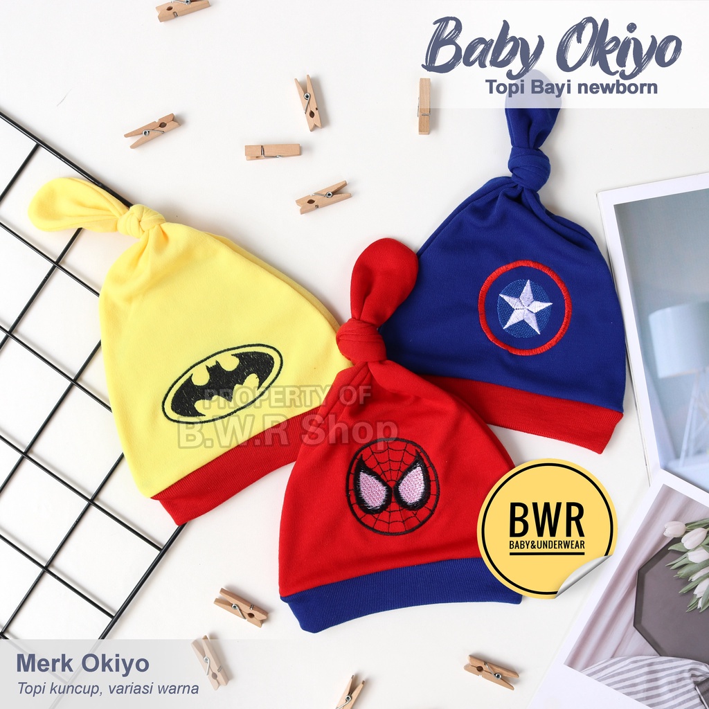 Topi Bayi Newborn Murah OKIYO KUNCUP 1 Hero / Topi Bayi Baru Lahir Lucu | Bwr