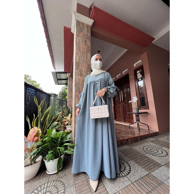 BESTSELLER|| BISA COD || LUNA DRESS CRINKLE POLOS|| DRESS TANGAN BALON MURAH||DRESS POLOS CASUAL CAN