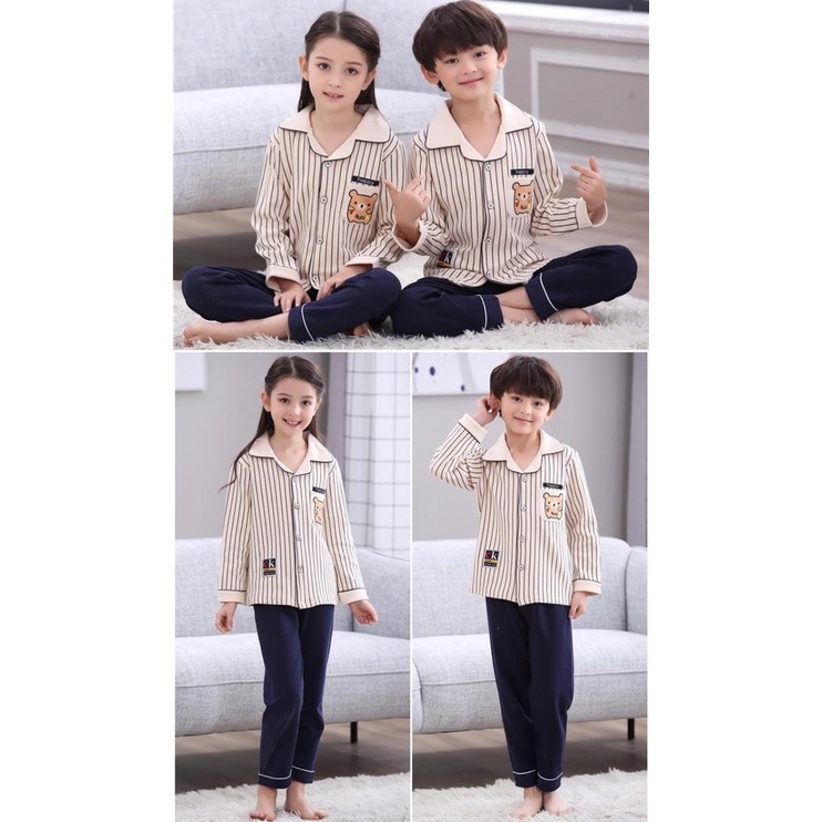 Piyama anak unisex baju tidur perempuan/laki-laki import lengan panjang|lengan pendek/Set pakaian anak anak katun impor premium