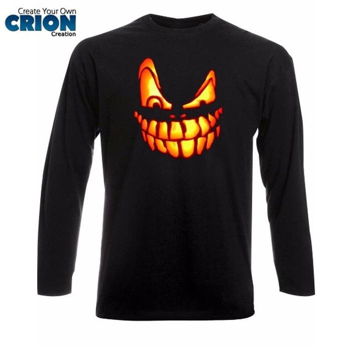 Kaos Kostum Halloween Lengan Panjang - Pumpkin Scary Faces - By Crion