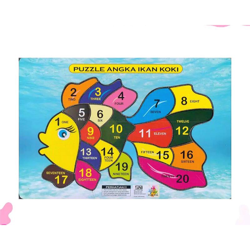 Mainan Edukasi Anak Puzzle angka ikan SNI kado ultah ape paud tk anak perempuan laki balita