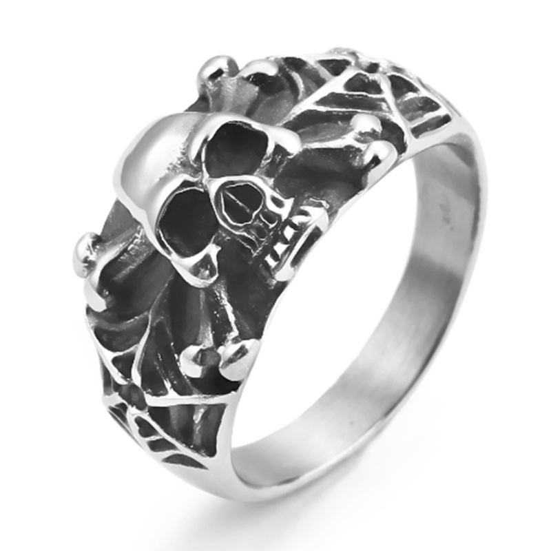 Gothic Steel Skull Rings Man Punk Rock Skeleton Men Ring Male Punk Rock Party Jewelry Accessories
