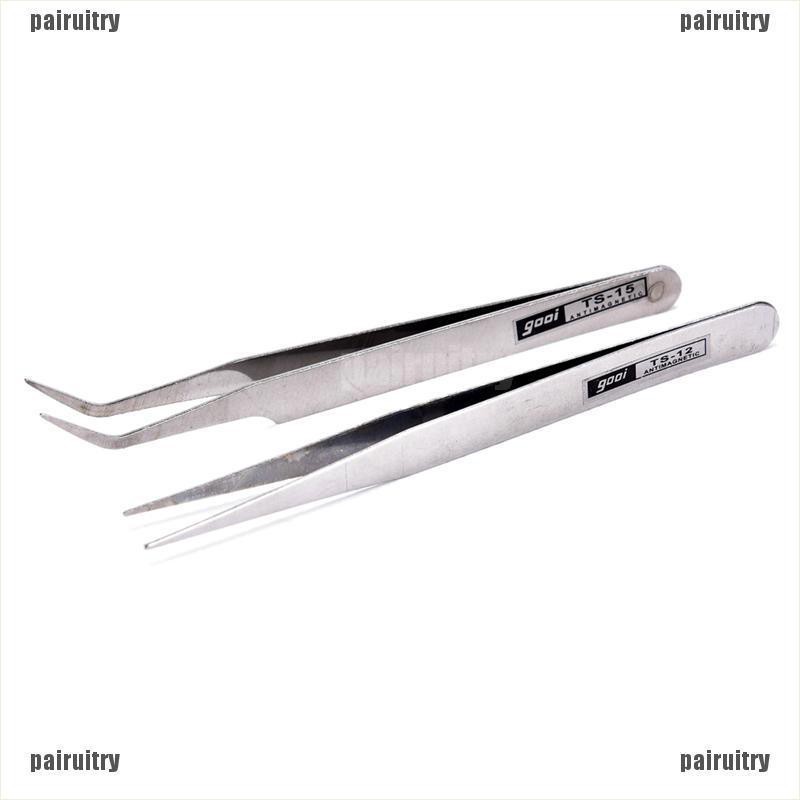 2 Pcs Pinset Pick Bulu Mata Bahan Stainless Steel Untuk Nail Art
