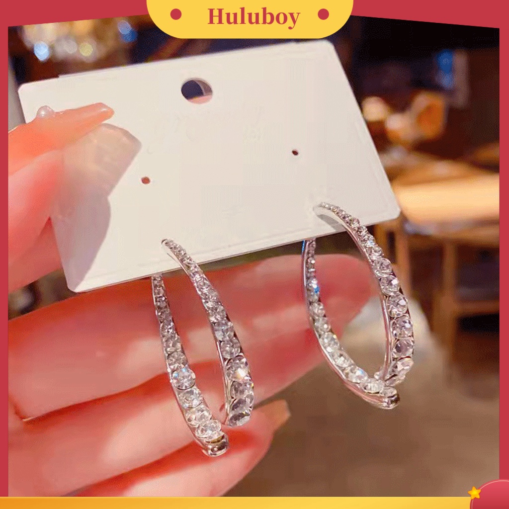 Hu Hu Hu Hu Hu Alat Bantu Pasang Kacamata♡ 1 Pasang Anting Tusuk Gantung Wanita Desain Salib Berkilau Ringan Untuk Banquet