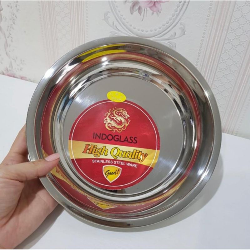 MURAH!!!Nampan piring bulat tebal berkualitas serbaguna baki stainless steel ukuran 16-26CM