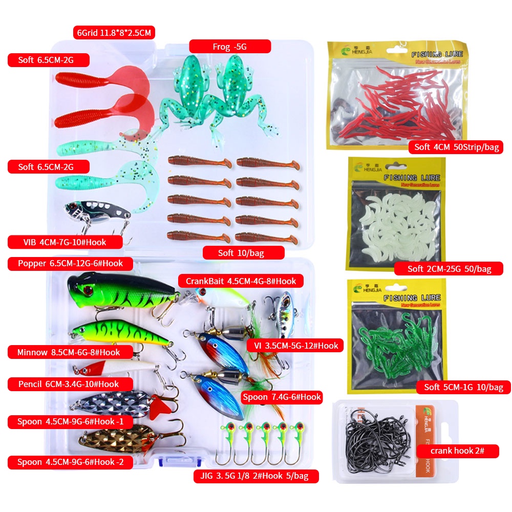 Hengjia Set Umpan Pancing Hardlure Bentuk Ikan Kecil Spinner Bahan Plastik