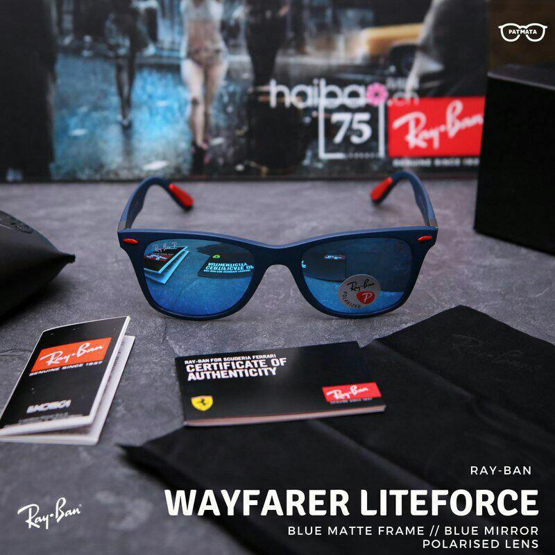 Kacamata Rayban Ferrari RB4195 Original Blue Matte Lensa Polarized