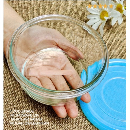 MANGKOK KACA BULAT POLOS TUTUP PLASTIK KEDAUNG SRB 170 BC