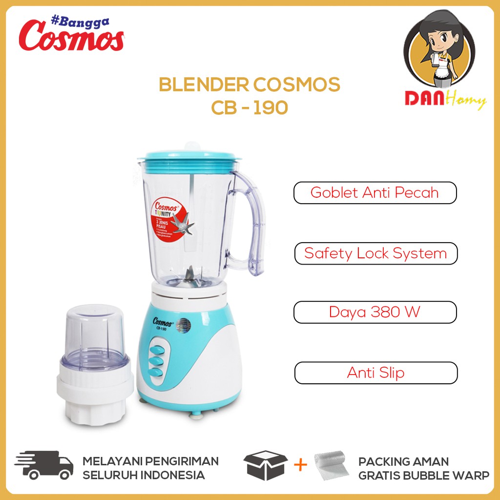 COSMOS BLENDER CB-190 TRINITY BLADE 2IN1 BELENDER GELAS PLASTIK 1.5L ANTI PECAH COSMOS