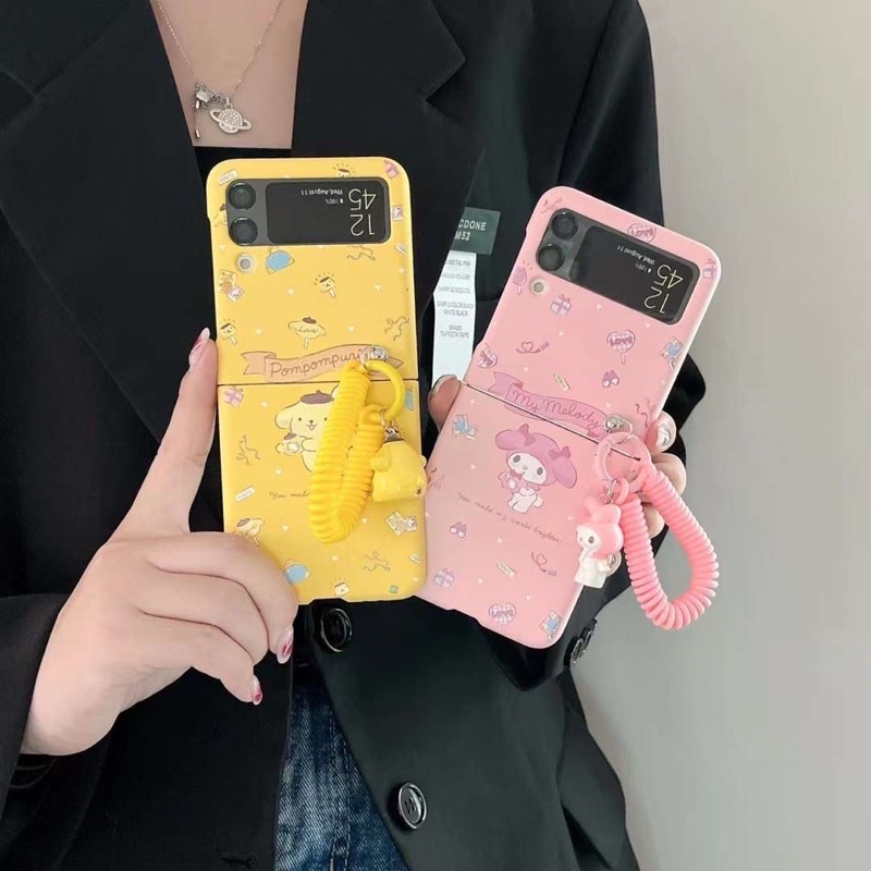 Samsung Galaxy Z Flip 3 / 4 / 5 / 6 Flip Case Cover Pelindung Shockproof Motif Bebek Pokemon Warna Macaron Untuk