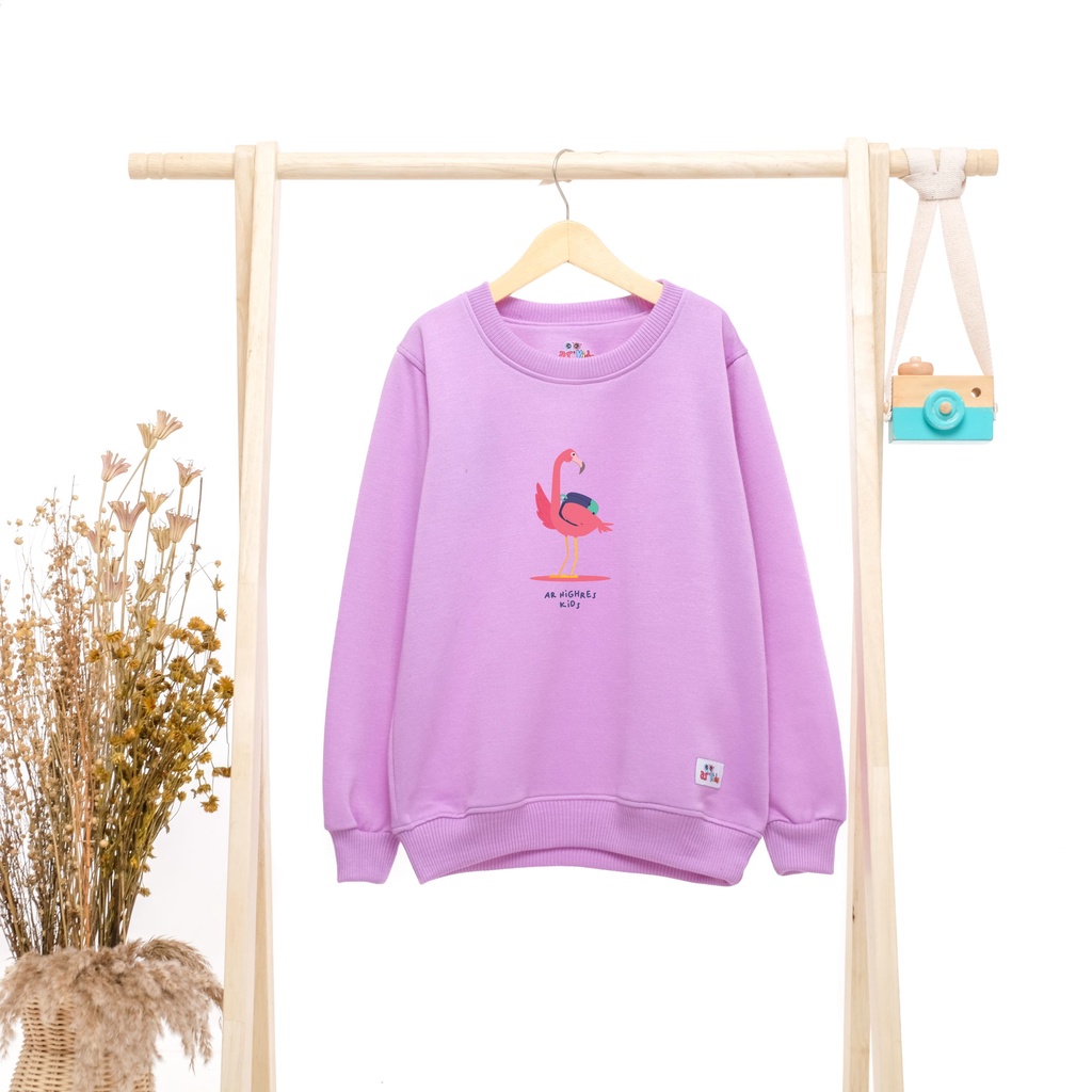 Sweater Anak Crewneck Laki-laki / Perempuan Motif Karakter Flamingo