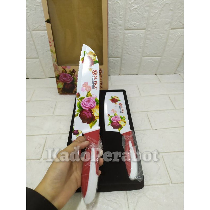 Golok supra set isi 3 - pisau set cantik- pisau golok set motif kembang