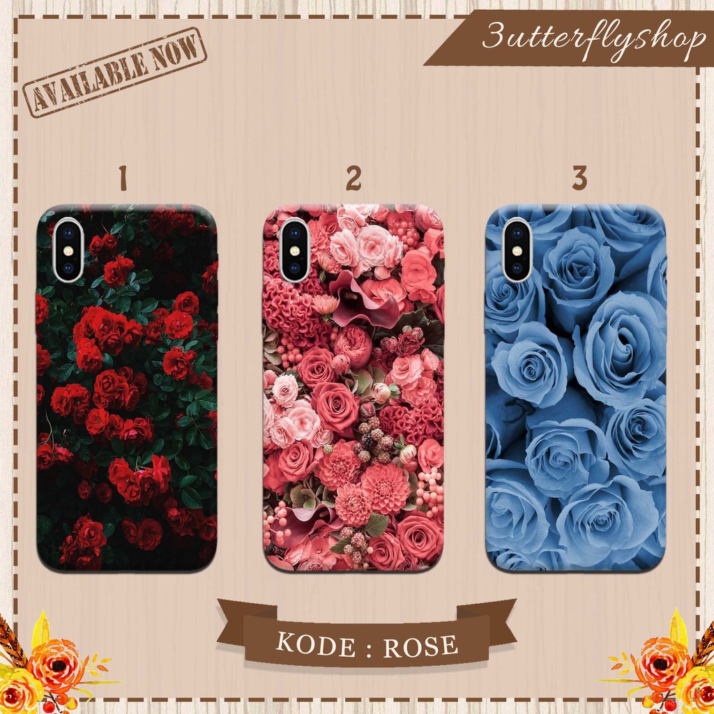 [SILIKON] Rose casing case HP xiaomi samsung iphone oppo vivo realme redmi meizu Asus