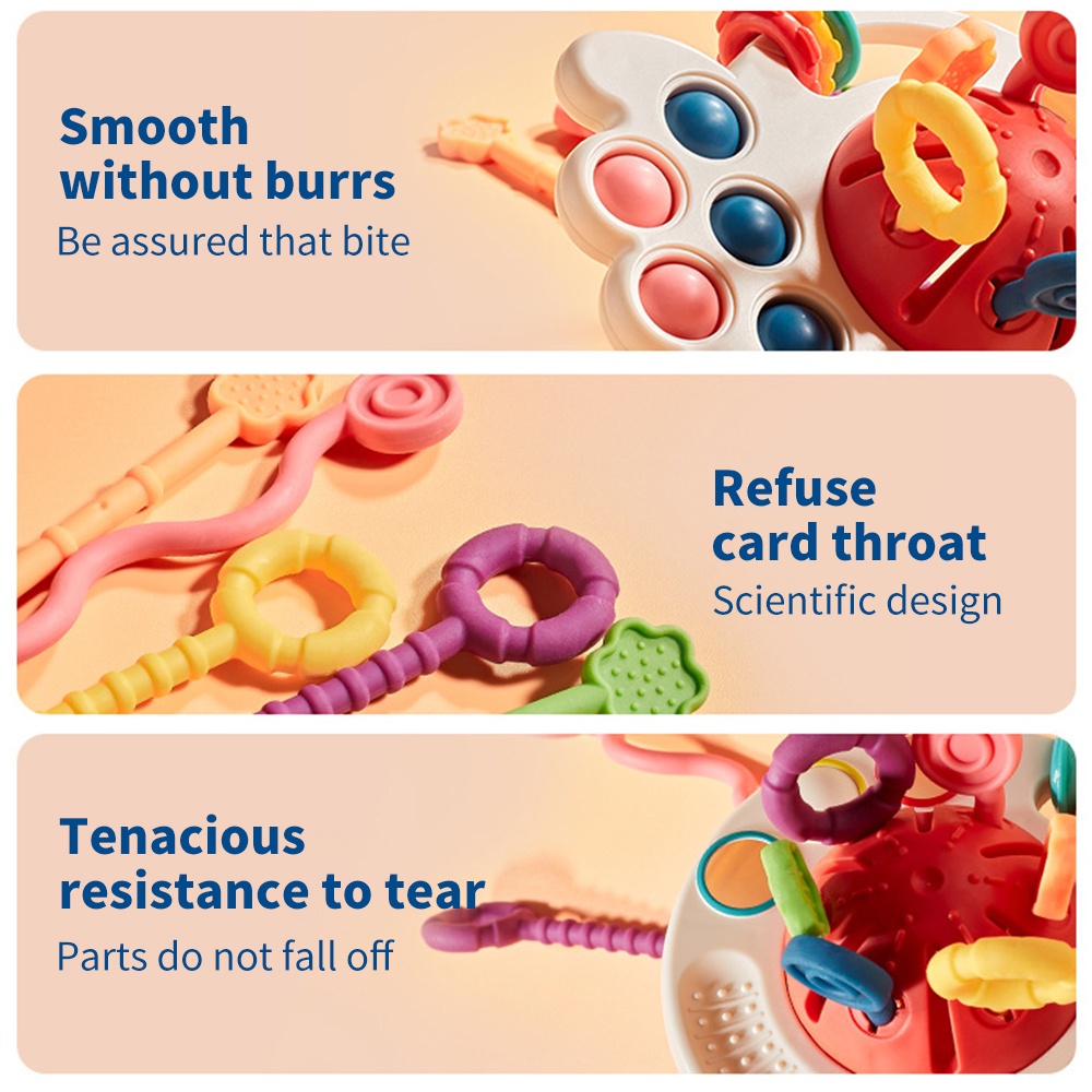 Mainan Teether Bentuk Gurita Bahan Silikon Untuk Melatih Sensorik Bayi