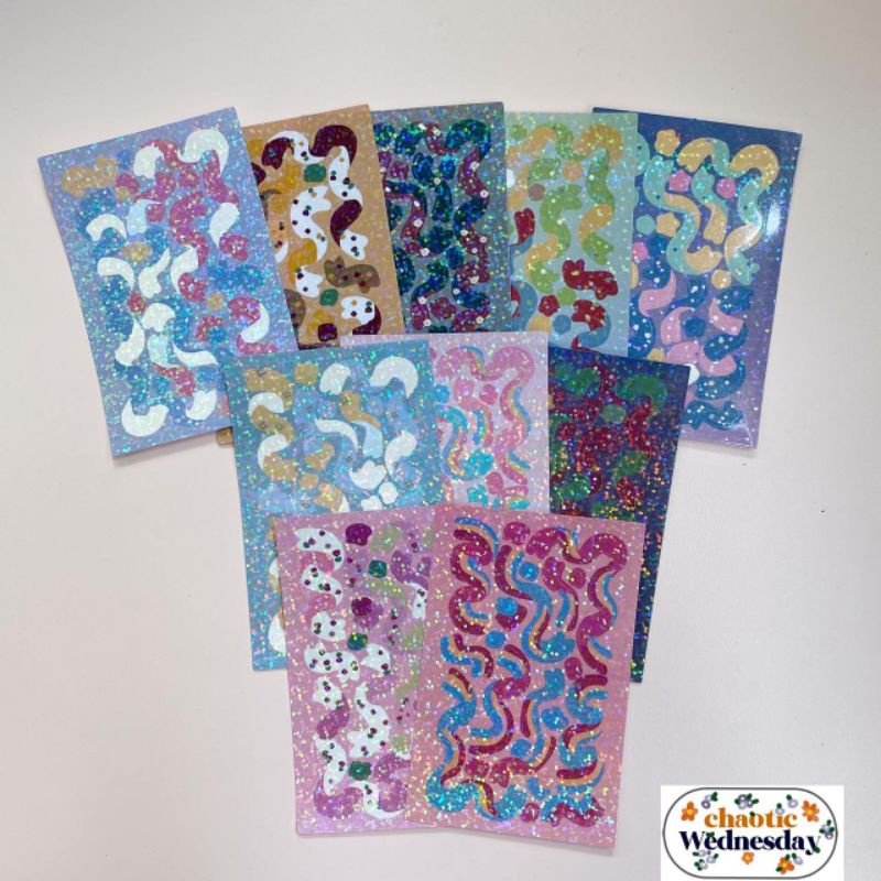 

Sticker confetti hologram toploader warna warni estetik jurnal