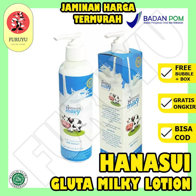 Hanasui Gluta Milky Lotion Pemutih Kulit Melindungi UV Protection BPOM Original