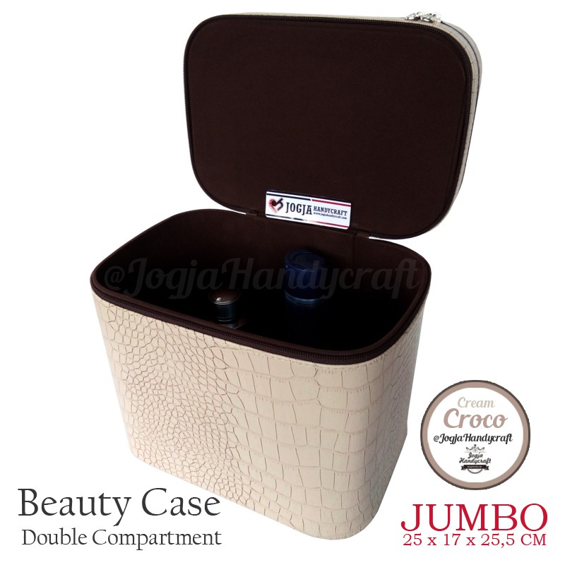 Exclusive JUMBO Size Tas Tempat Kosmetik Cream Croco Doff / Beautycase