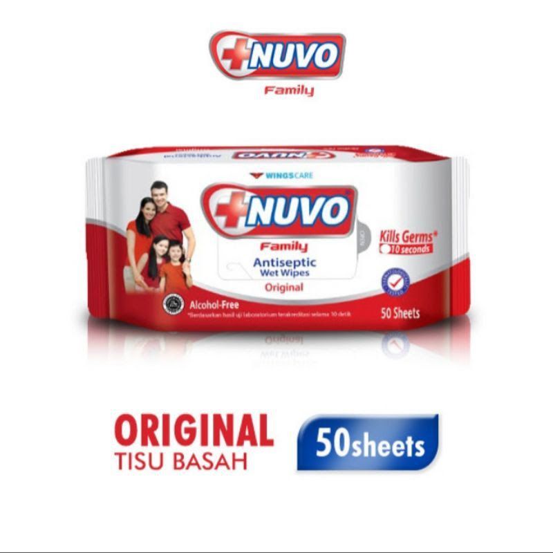 Nuvo Wet Wipes Merah 50S