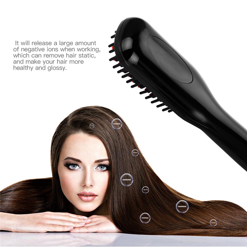 Lcd Ceramic Hair Straightener Brush Straightening Comb Adjustable