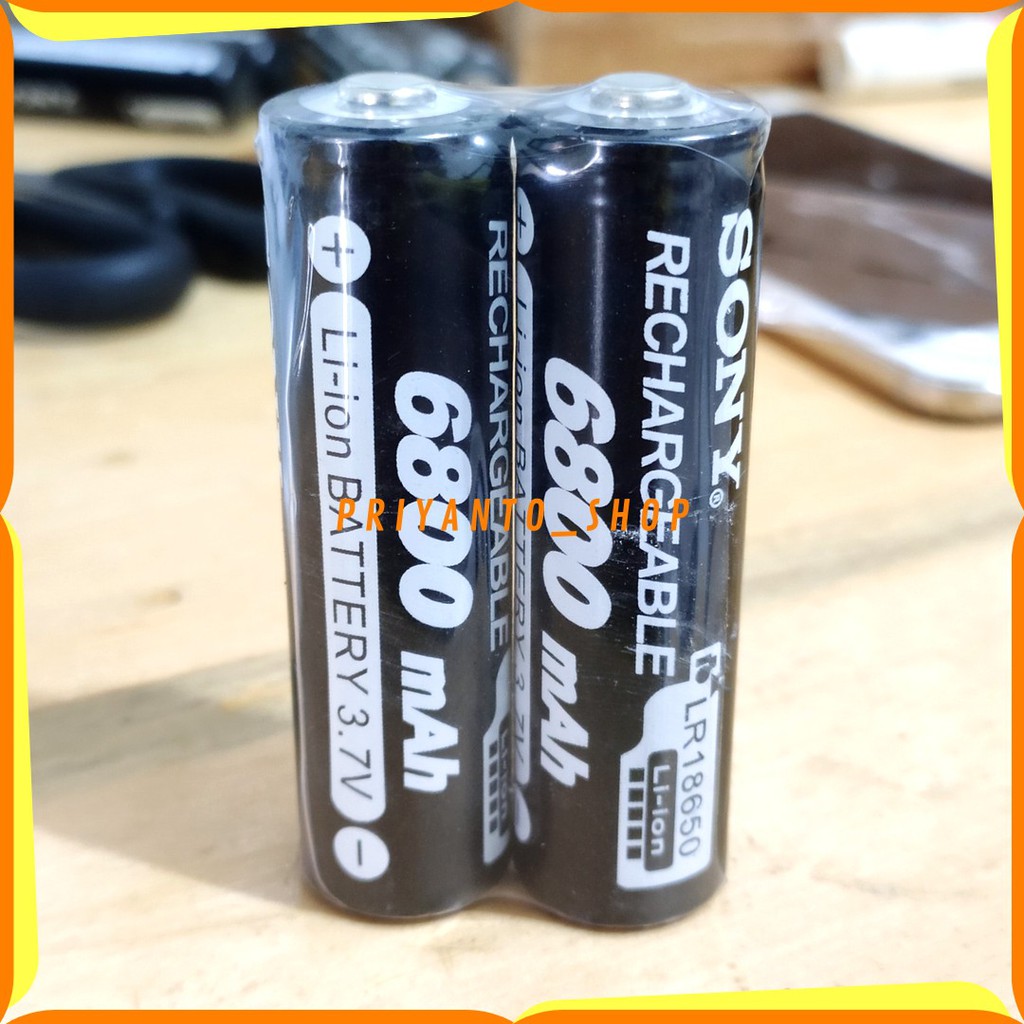 TERMURAH BATU BATEREI BATREI BATTERY SONY 18650 RECHARGEABLE 6800mAh SENTER POLICE SWAT RATA TANPA KEPALA