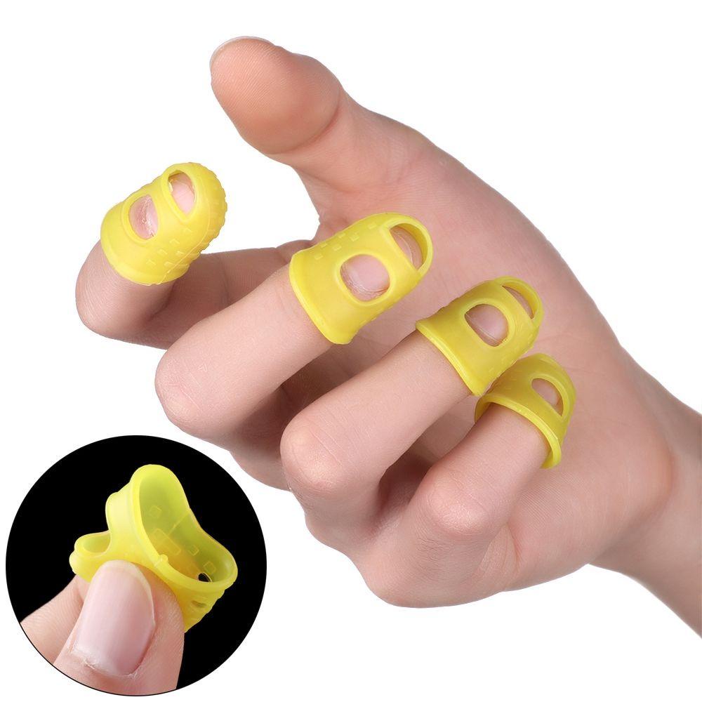 Wonder 4pcs/set Pelindung Jari XS/S/M/L/XL Fingertall Silikon Non-slip Untuk Ukulele