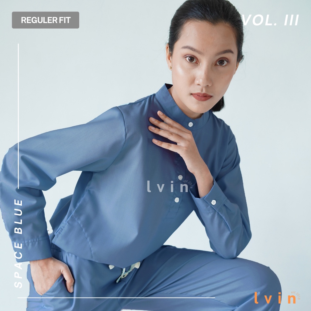 [ Lvin ] Vol III -  Baju OKA Kerah Bulat Celana Reguler fit Lengan Panjang / Baju Jaga /Set Baju Celana Jaga Oka / Dokter Lengan Panjang / Baju OK Seri Resilient