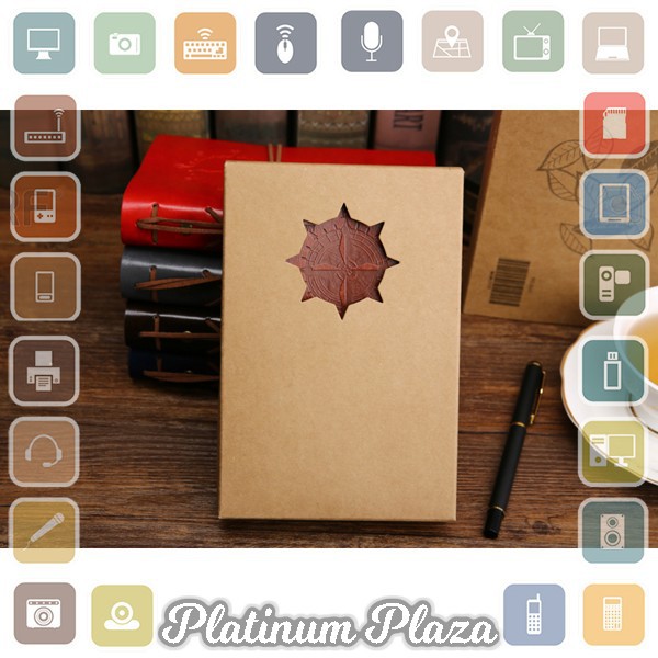 PHANTACI Buku Catatan Binder Kulit Retro Compass Kertas A5 - ZB045 - Brown`F4RDEQ-