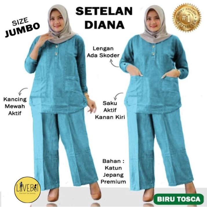 LVB Setelan Wanita Muslimah DIANA /DIAN/Baju Wanita Jumbo/Celana Panjang/Set Perempuan Muslim/GRATIS ONGKIR &amp; COD/11864 11864 11872/ Lavebel