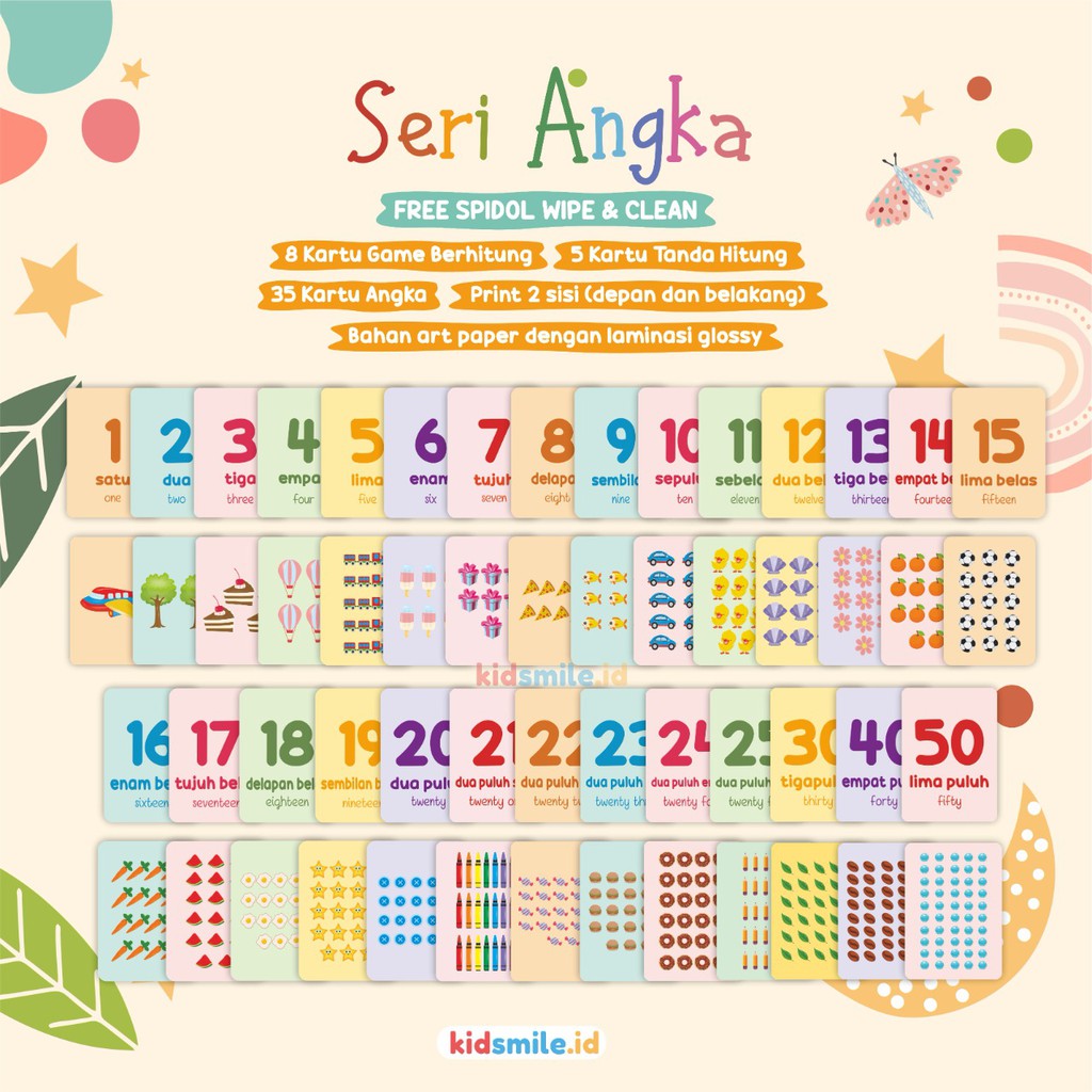 Flash Card Kidsmile ANGKA Flashcard Kidsmile Mainan Edukasi Anak Flashcard Anak Flash Card Anak